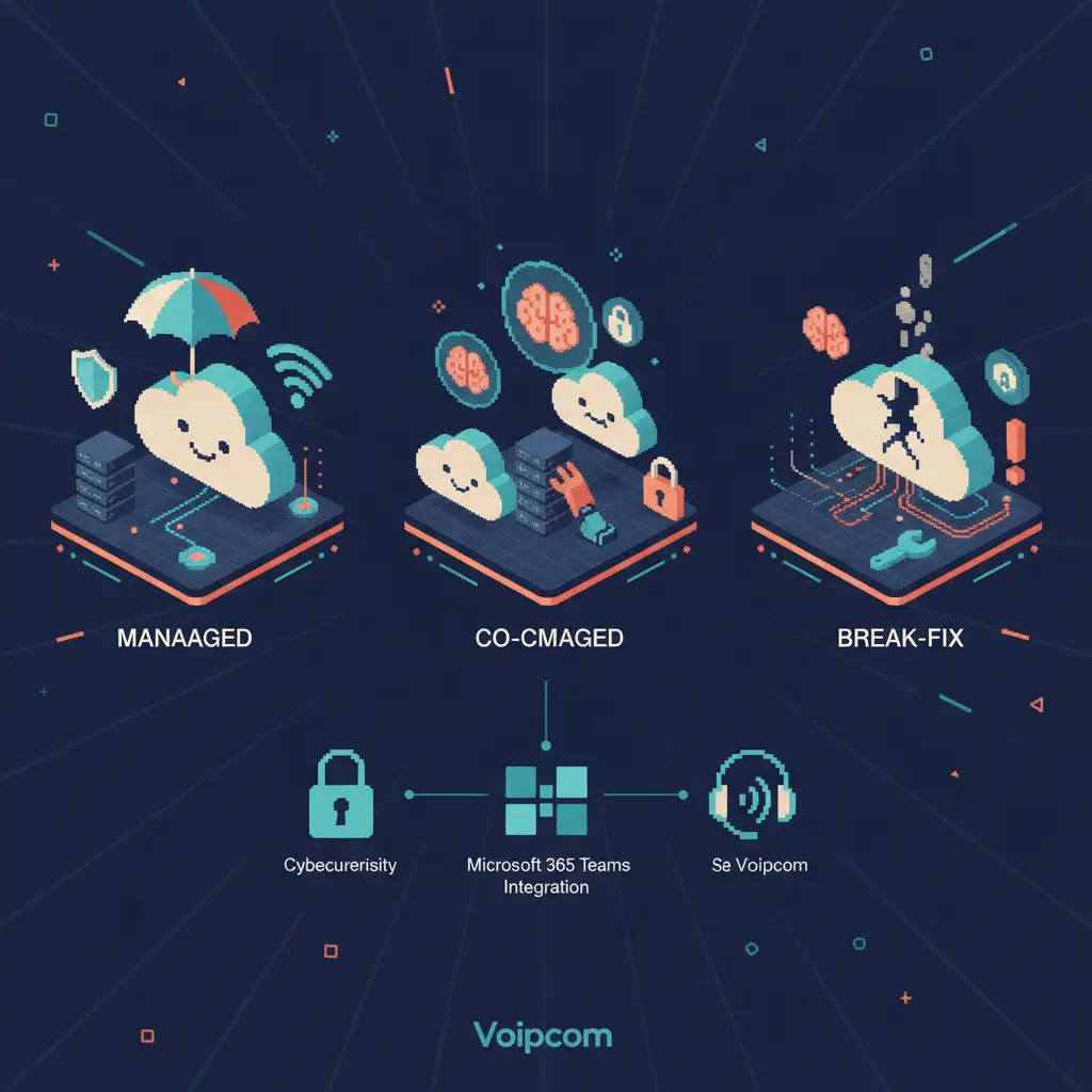 Illustration for Should you choose managed, co-managed, or break-fix Tempe network support? — Telecommunications service provider