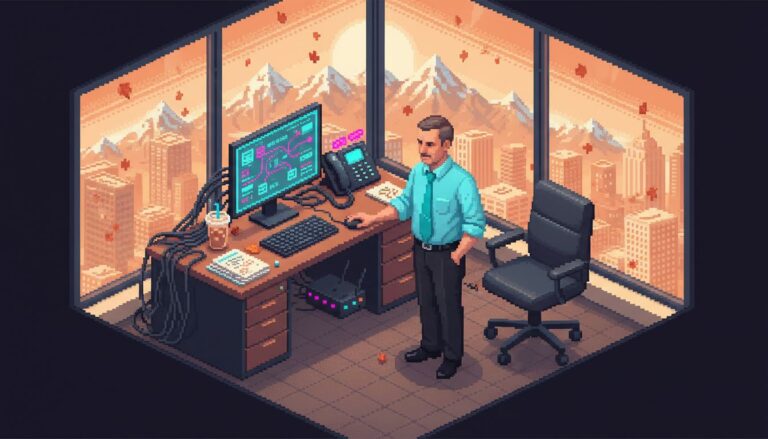 Office manager using modern business phone system