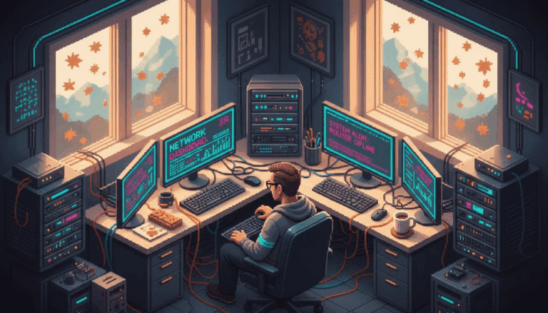 IT manager monitoring backup internet status