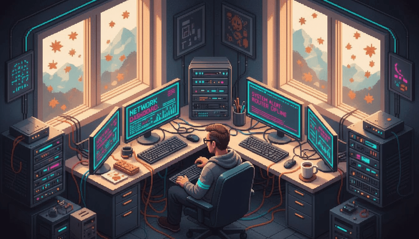 IT manager monitoring backup internet status