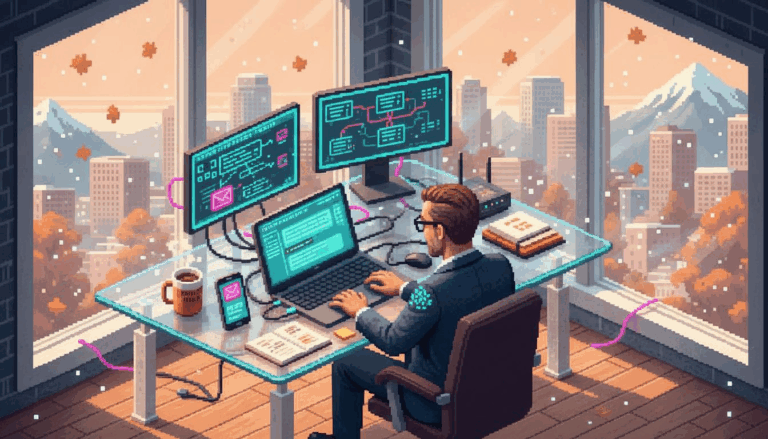 Consultant bridging chat and SMS in city office