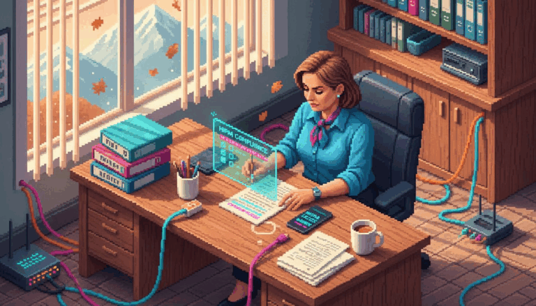 Manager checking HIPAA compliance checklist