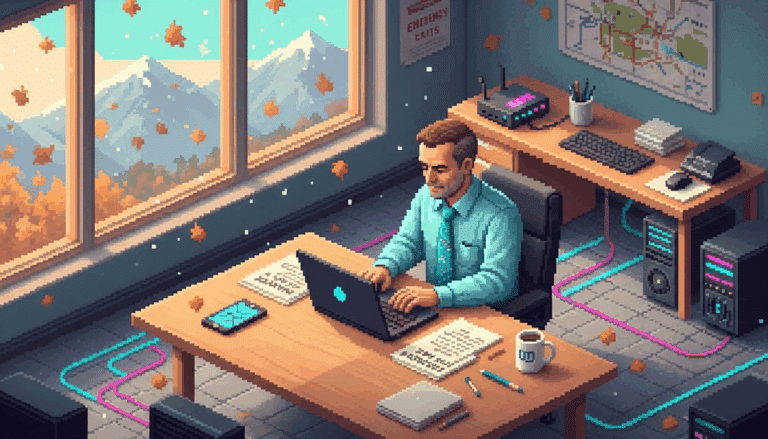 Executive reviewing disaster recovery plan paperwork