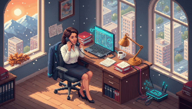 Attorney handling voice calls in law office