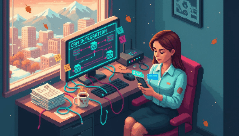 Professional reading business SMS in corner office