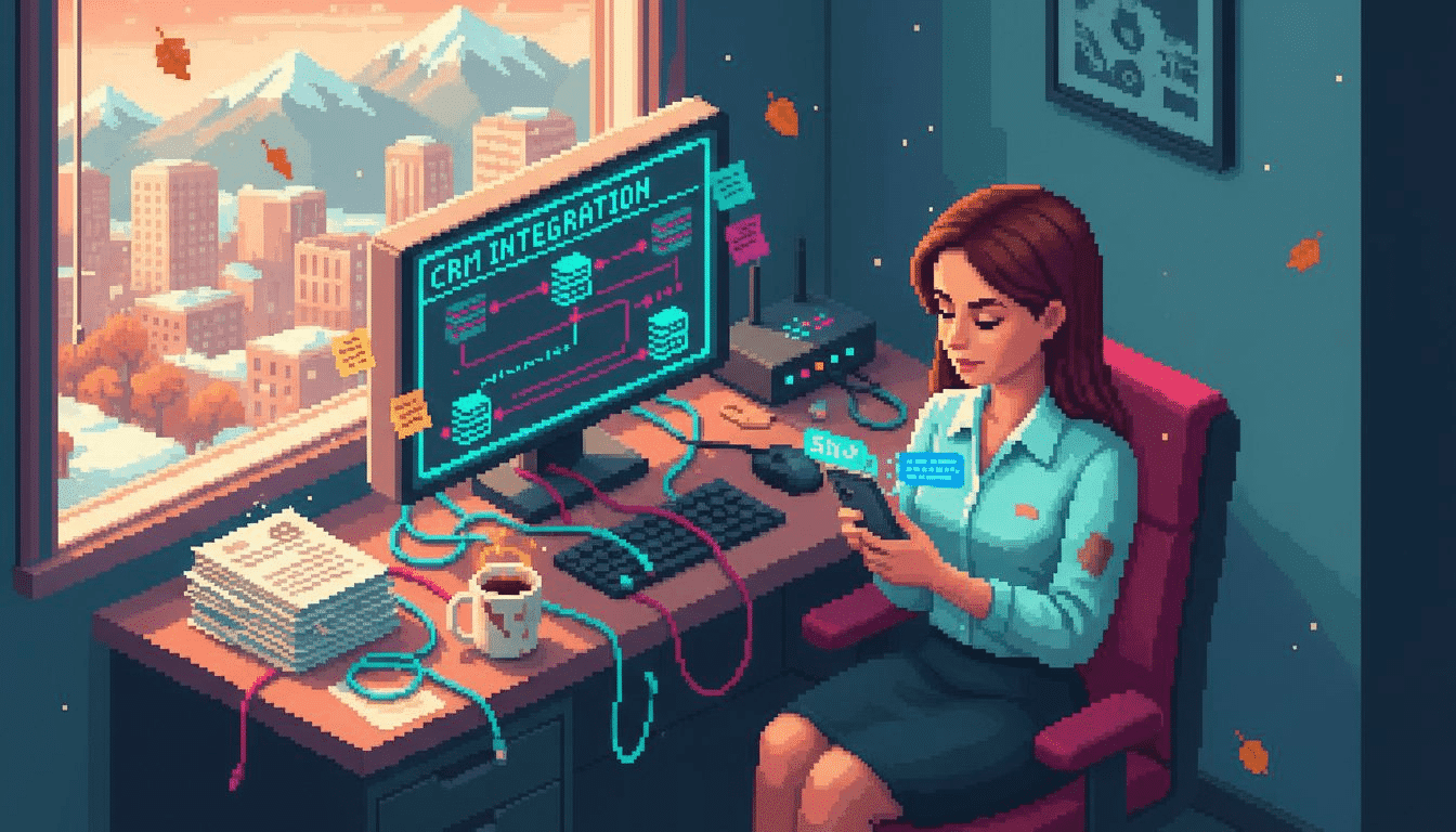 Professional reading business SMS in corner office
