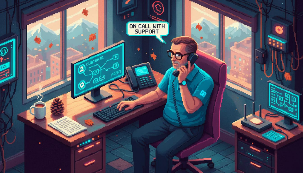 IT manager updating office phone system