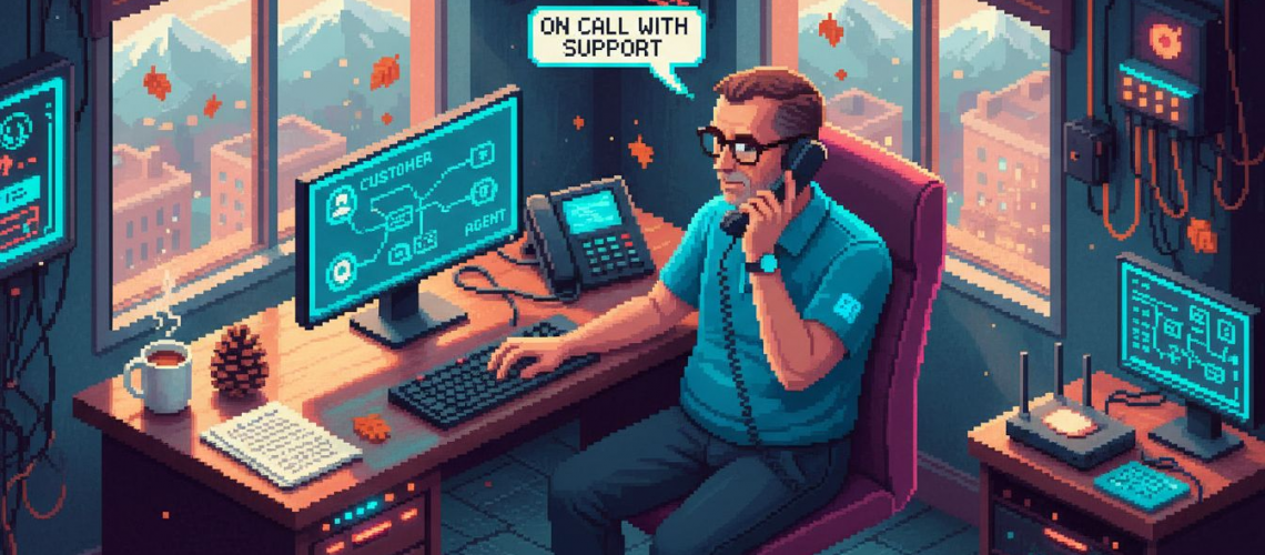 IT manager updating office phone system